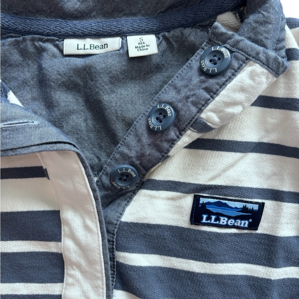 Vintage LL Bean Striped Polo Long Sleeve Shirt Size Small